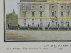 North Elevation, Carnegie Residence, New York, NY, 1899, Original Plan. Babb, Cook & Willard.