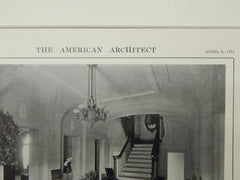 Room & Staircase, House of Mrs. D. Bryant Turner, Denver, CO, 1914, Lithograph. J.B. Benedict.