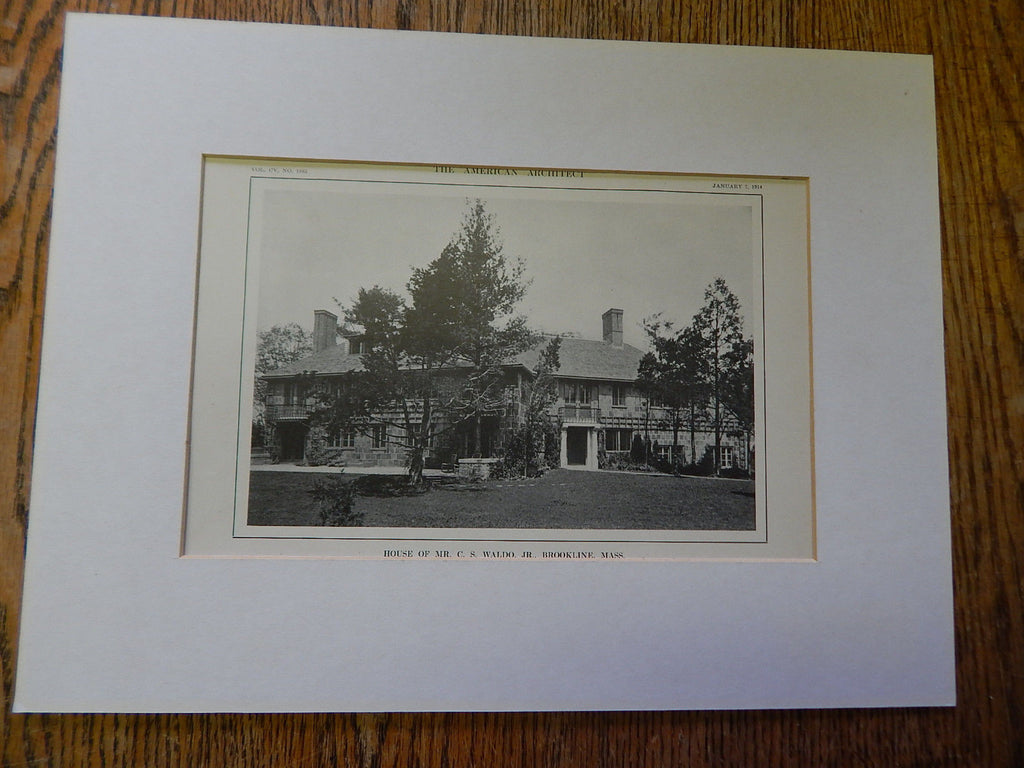House of Mr. C.S. Waldo,Jr., Exterior, Brookline,MA, Lithograph,1914. Mr. J. Lovell Little, Jr.