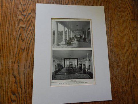 House of C.T.Crocker,Jr., Interior, Fitchburg,MA, Lithograph,1914. James Purdon.