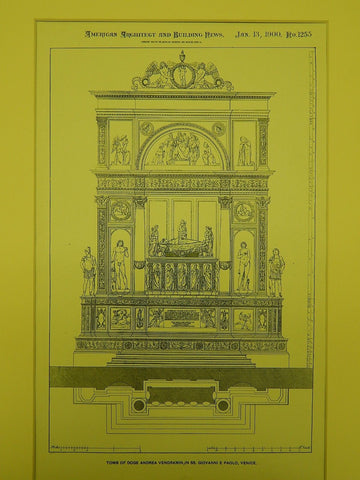 Tomb of Doge Andrea Vendramin in Ss. Giovanni e Paolo, Venice, Italy, 1900.