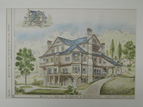 House for Rev. L. W. Bacon, Norwich, CT, 1882. Stephen C. Earle.