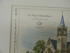 St. Mary's Lutheran Church, Silver Run, MD, 1894, Original Plan. J.A. Dempwolf.