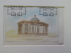 Design for Roswell P. Flower Memorial Library, Watertown, NY,1902. Original Plan. Brun, Hauser & Lapointe.\