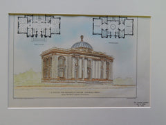 Design for Roswell P. Flower Memorial Library, Watertown, NY,1902. Original Plan. Brun, Hauser & Lapointe.\