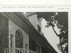 Terrace Front, House of Dr. Lynn L. Fulkerson, Riverdale, NY, 1922, Lithograph. Dwight James Baum.