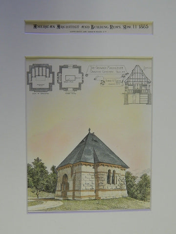 Griswold Mausoleum, Oakwood Cemetery, Troy, NY, 1885. Original Plan. R.W Gibson.
