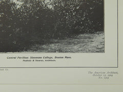 Central Pavilion, Simmons College, Boston, MA, 1904, Lithograph.  Peabody & Stearns.