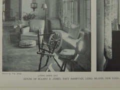 Living Room & Hall, House of Ellery S. James, East Hampton, NY, 1929, Lithograph. Roger H. Bullard.
