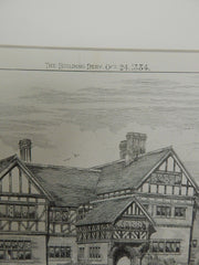 Gilcruce, Residence of John Sealby, England, 1884. Original Print, J Francis Doyle, Architect.