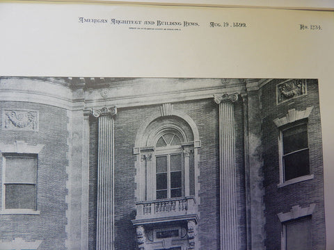 Building Massachusetts Historical Society, Boston, Mass, 1899, Lithograph. Wheelwright & Haven.