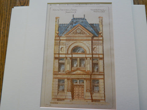 Ninth National Bank, Philadelphia, PA 1886. Original Plan. Hazelehurst & Huckle.