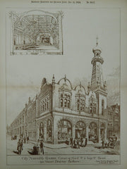 City Assembly Rooms for Draysey Brothers, Birmingham, England, 1895, Orig. Plan. Essex, Nicol & Goodman.