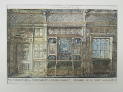 Decoration & Furniture of a Dining Room, Lancaster, England, 1884, Original Plan. E.P. Milne.