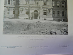 Entrance Pavilion:New Mount Sinai Hospital,New York,1905,Lithograph. Brunner.