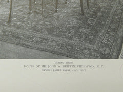 Dining Room, House of Mr. John W. Griffin, Fieldston, NY, 1921, Lithograph. Dwight James Baum.