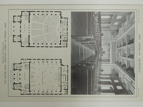 First Church of Christ Scientist, #2, Long Beach, CA, 1914, Lithograph. Elmer Grey.