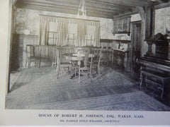 House of Robert H. Johnson,ESQ., Waban, MA, Lithograph,1914. Kellogg.