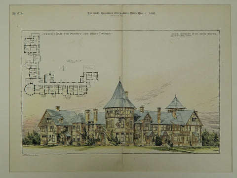 Erwin Home for Worthy and Indigent Women, Hartford CT, 1891. Cook, Hapgood & Co.