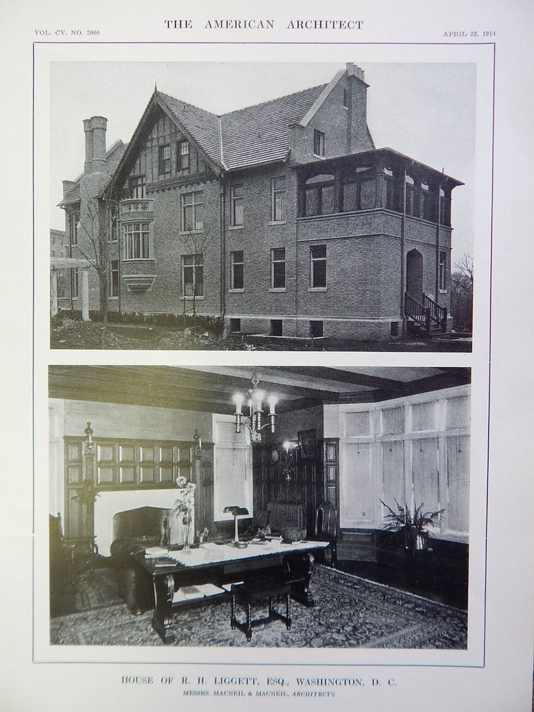 House of Liggett Living Room, Washington DC, 1914, Lithograph. MacNeil & MacNeil.