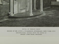 Terrace Front, House of Dr. Lynn L. Fulkerson, Riverdale, NY, 1922, Lithograph. Dwight James Baum.
