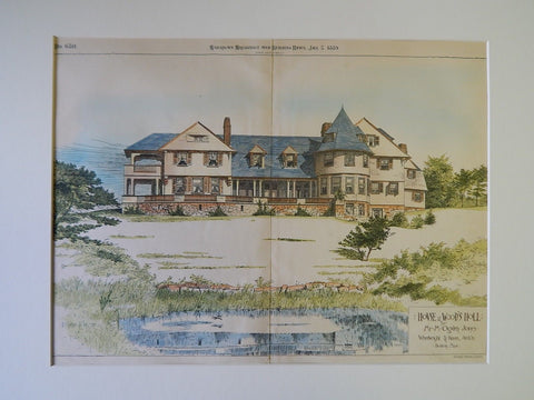 House for Mr. M Ogden Jones at Wood's Holl, MA, 1889, Original Plan. Wheelwright & Haven.