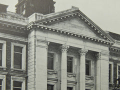 Central Pavilion, Simmons College, Boston, MA, 1904, Lithograph.  Peabody & Stearns.