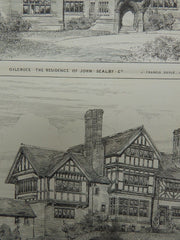 Gilcruce, Residence of John Sealby, England, 1884. Original Print, J Francis Doyle, Architect.