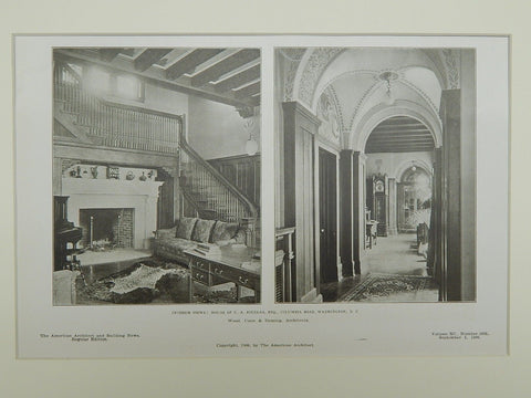 Interior Views, House of C. A. Douglas, Washington, DC, 1906, Lithograph. Wood, Donn & Deming.