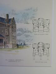 Houses for Lieut L.W.T. Waller at Ghent, Norfolk, VA, 1894. Original Plan. W.J. Marsh.