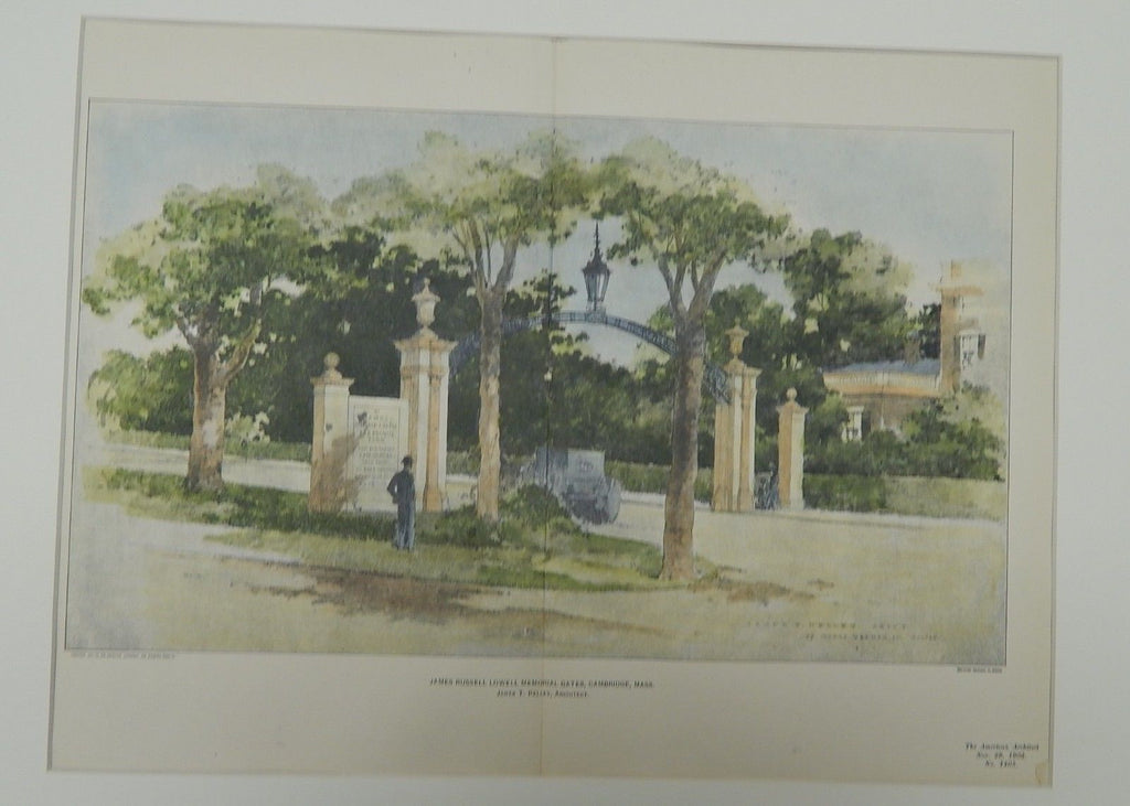 James Russel Lowell Memorial Gates, Cambridge, MA, 1902. Original Plan.