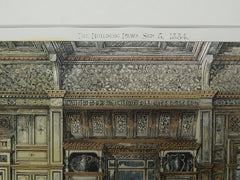 Decoration & Furniture of a Dining Room, Lancaster, England, 1884, Original Plan. E.P. Milne.