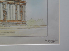 Design for Roswell P. Flower Memorial Library, Watertown, NY,1902. Original Plan. Brun, Hauser & Lapointe.\