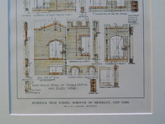 Detail, Bushwick High School, Brooklyn, NY, 1914, Original Plan. C.B.J. Snyder.