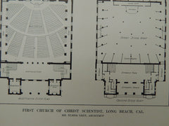 First Church of Christ Scientist, #2, Long Beach, CA, 1914, Lithograph. Elmer Grey.