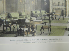House Reading Room, Library of Congress, Washington D.C., 1893. Colored Photograph. Smithmeyer&Pelz.