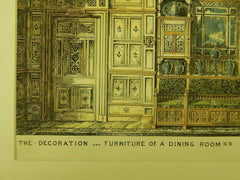 Decoration & Furniture of a Dining Room, Lancaster, England, 1884, Original Plan. E.P. Milne.