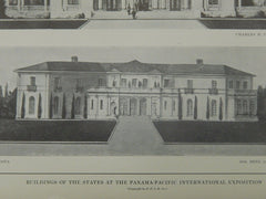 North Dakota & Kansas Bldgs., Panama-Pacific Expo, San Francisco, CA, 1914, Original Plan. Chandler & Reimer.