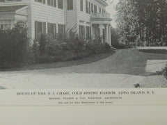 Exterior, House of Mrs. S. J. Chase, Cold Spring Harbor, NY, 1916, Lithograph. Nelson & Van Wagenen.