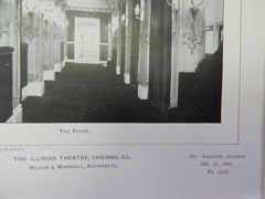 The Illinois Theatre 2,Chicago, IL, 1901,Lithograph. Wilson & Marshall.
