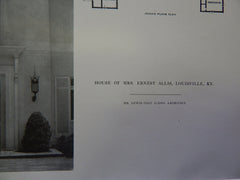 House of Mrs. Ernest Allis, Louisville, KT, Lithograph,1915. Lewis Colt Albro.
