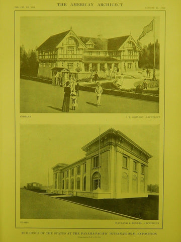 Indiana & Idaho Buildings, Panama-Pacific Expo., San Francisco, CA, 1914, Original Plan. Johnson, Wayland & Fennel.