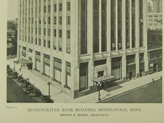 Metropolitan Bank Building, Minneapolis, MN, 1918, Lithograph. Hewitt & Brown.
