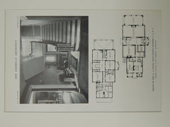 Staircase, House of Mrs. S. J. Chase, Cold Spring Harbor, NY, 1916, Lithograph. Nelson & Wagenen.