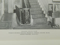Hallway, Second Floor, Pierce-Nichols House, Salem, MA, 1921, Lithograph.  Samuel McIntire.