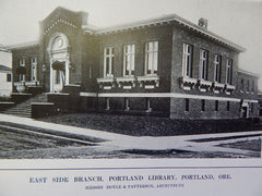 East Side Branch,Portland Library,Portland,OR, Lithograph,1914. Doyle & Patterson.