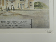 First Presbyterian Church, Indianapolis, Indiana, 1901. Original Plan. Comstock.