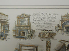 Interior Sketches, Young Men's Christian Association, Boston, MA, 1884, Original Plan. E. Eldon Deanes.