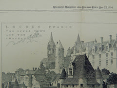 Upper Town & Chateau, Loches, France, 1894, Original Plan.
