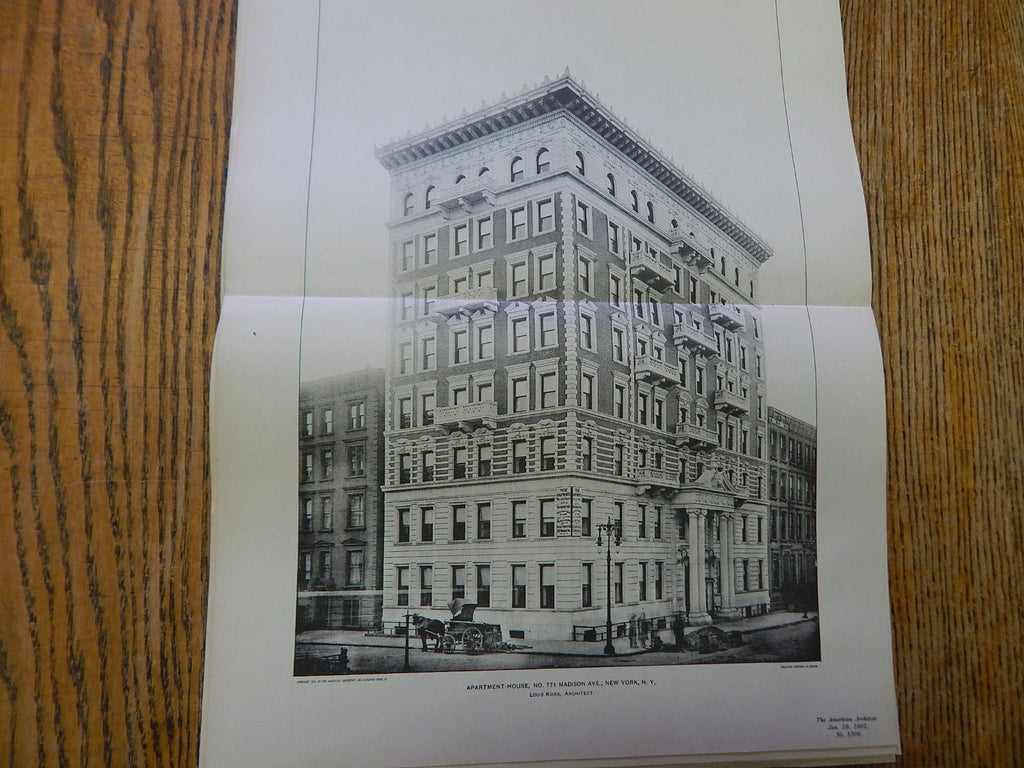 Apartment-House, No. 771 Madison Ave.,New York, NY,1901, Lithograph. Louis Korn.